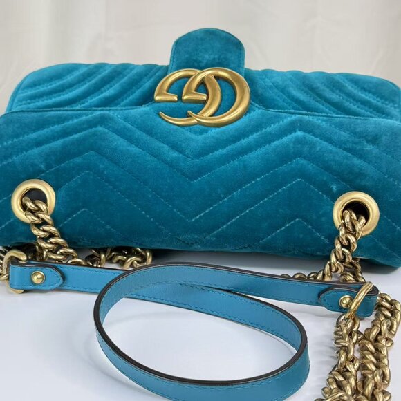 Gucci Velvet Medium GG Marmont Flap Shoulder Bag - Picture 9 of 10